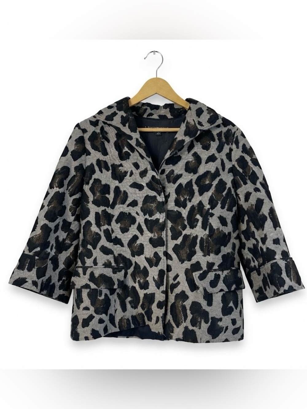 Lafayette 148 New York Leopard Print Wool Blend Blazer Sz 12